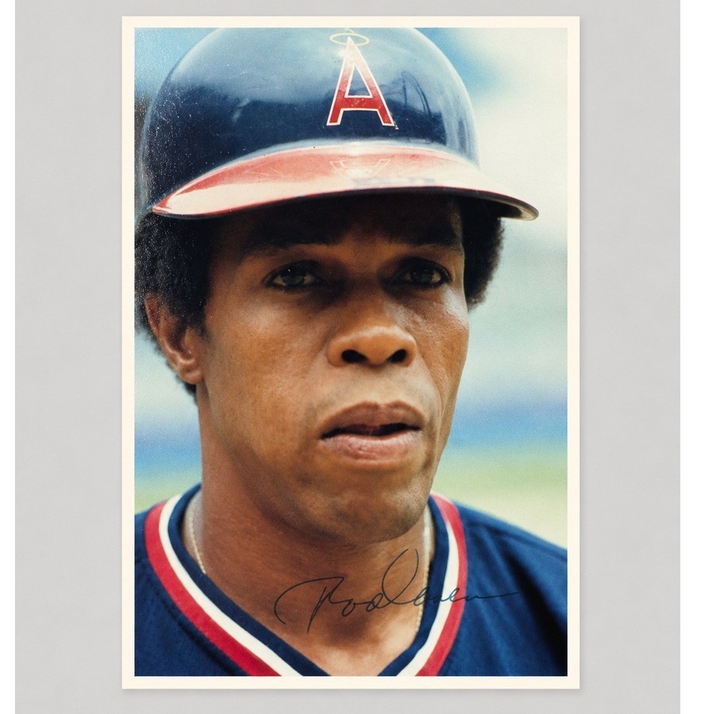 Rod Carew California Angels Vintage 5x7 Baseball Card Photo Facsimile Signature